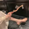 Sandalias de Verano de Moda para Mujer 2026 Nueva Moda Tacón Grueso Cristal Tacón Alto Transparentes Slip-On