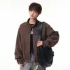 Chaqueta de Cuero Sintético Tie-Dye Desgastada Estilo Retro Americano Suelta para Hombre Primavera Otoño Marca de Moda Oversize Solapa Chaqueta de Motociclista Ancha