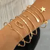 Moda Retro Transfronteriza Europea y Americana Pulseras en Capas Exageradas Geométricas Simples Patrón de Olas Flor Abierta Lisas