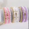 Pulseira de argila macia estilo boêmio transfronteiriço para o verão, com blocos de cores dopamina e contas de pérola com flocos de neve multicoloridos