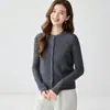 Conjunto de Dos Piezas de Suéter de Cachemira para Mujer Cárdigan de Cuello Redondo + Chaleco de Cuello Redondo Cálido Elegante Sencillo Versátil Tejido de Punto de Temperamento