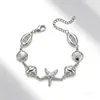 Joyería transfronteriza europea y americana, pulsera de acero inoxidable con diseño de estrella de mar y concha estilo vacación playera, de moda para el uso diario de las mujeres
