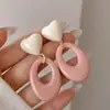 Pendientes Geométricos Elegantes de Resina Rosa Pendientes de Amor Moda Versátil Pendientes Dulces Sentido Avanzado Nuevos Pendientes para Mujer