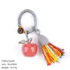 Chaveiro de maçã de cristal natural 20mm transfronteiriço pingente trançado Véspera de Natal decoração de bolsa de maçã de ágata