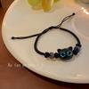 Nova pulseira de borla de contas de madeira de gato cerâmico de desenho animado chinês, pulseira com design retrô, pulseira com temperamento de moda nacional