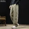 "Veludo Cotelê" Estilo Old Money Calças Casuais Retas Masculinas Outono Inverno Novo Soltas Algodão Puro Peso Pesado Lavadas Tamanho Plus Calças Longas