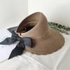 Sombrero de Paja para Mujer, Sombrero de Sol Estilo Coreano de Verano, Plegable y Portátil, Protección Solar, Ala Ancha, Ala Grande