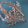 Nuevo Tocados de Novia Hechos a Mano Diadema de Pedrería de Cristal Diadema de Pelo Prensado Simple Elegante Color Champán Corona de Pelo Dz300