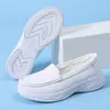 Zapatos de enfermera blancos para mujer con forro de polar para invierno, suela gruesa, antideslizantes, suela suave, cálidos, de algodón, zapatos de trabajo médicos, lindos zapatos blancos