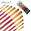 Set de Pinceles Personalizado de Fábrica 10 Plumas de Acuarela Pinceles para Óleo Pinceles de Madera Set Completo Combinación Plumas de Nylon Venta al por Mayor