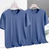 Camiseta masculina de manga curta de seda gelada, tamanho grande, solta, casual, para o verão, estilo coreano, roupas da moda, camiseta masculina