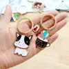 Llavero de anillo de cachorro lindo estilo coreano creativo planta suculenta llavero metal estudiante colgante de dibujos animados