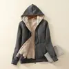 Nueva sudadera con capucha gruesa de lana de cordero forrada de forro polar para otoño e invierno, cárdigan deportivo casual holgado para hombre, chaqueta cálida