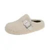 Pantuflas de Medio Uso Peludas con Hebilla Retro Cubre-Dedo Otoño/Invierno Planas Perezosas Calzado para el Hogar Versátil Felpa Zapatos Birkenstock