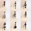 Pendientes Amazon transfronterizos, extragrandes, electrochapados, elegantes, de estilo largo, con un toque de alta gama, adornados con borlas y pedrería negra