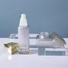 Set de Cosméticos de Gama Alta Botella, Botella Cuadrada de Vidrio, Botella Recargable para Loción, Botella de Esencia de 40ml, Botella de Crema de 50g