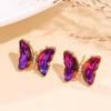 Aretes de Mariposa para Mujer con Degradado Caliente Transfronterizo, Aretes de Moda de Alta Gama y Lujo Ligero