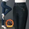 8197 pantalones de invierno de terciopelo acolchado para mujeres de mediana edad y mayores, pantalones largos para madre de mediana edad, talla grande, pantalones de algodón elástico, gruesos