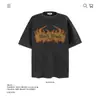 Camiseta de Manga Curta Pesada de Algodão Puro 250g Marca Americana Retrô Moderna Lavada Desgastada para Homens e Mulheres Verão Solta Atacado Transfronteiriço