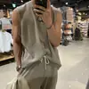 Conjunto de Shorts y Chaleco Deportivo Estilo Americano para Hombre Marca de Moda Verano Fitness Camiseta sin Mangas de Tirantes Elegante para Mostrar Músculos