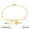 Pulsera Cuadrada de Moda con Letras Inglesas (26), Cadena Sencilla Tipo Clip Estilo Ins, Bola Redonda, Acero de Titanio Chapado en Oro de 18K