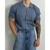 Agente de Compras de Ropa Masculina Coreana Estilo Ligeramente Maduro Delgado Casual Solapa Verano Botones Cardigan Tejido Camisa de Manga Corta 2025