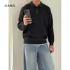 Cardigan Tricot Inverno Outono 2024 Estilo Preguiçoso Casual Retrô Americano Tricô Gola V Jaqueta Cor Lisa Masculina