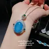 Hielo Penetrante para Joyería Huevo Azul Calcedonia Flor Dios Gema Pulsera Nuevo Estilo Chino Hebilla Segura Calcedonia Blanca Collar traje