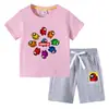 Nova camiseta infantil de verão 2023 comércio exterior roupas infantis ins estilo coreano algodão calça de manga curta infantil conjunto de duas peças
