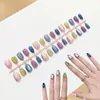 Paquete de 30 Uñas Postizas Redondas Cortas con Efecto Ojo de Gato, Ordenadas por Tamaño, Desmontables, Puntas de Uña Pre-hechas para Usar en Casa