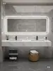 Lavabo de cerámica de piedra sinterizada minimalista moderno lavamanos de baño público lavabo doble lavabo combinación de mueble de baño