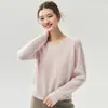 Suéter de Punto Simple con Cuello en V de Cachemira y Seda de Morera para Mujer, Holgado, Estilo Perezoso para el Trabajo, Dobladillo de Canalé, Suave, Pegajoso, Capa Base Superior