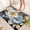 Tapete de Chão Absorvente Secagem Rápida para Banheiro com Florais em Relevo, Suave de Terra de Diatomáceas, Antiderrapante para Entrada do Banheiro