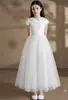 Vestido formal para meninas 2026 novo estilo rosa tule longo anfitriã simples Natal feriado apresentação roupa cross-border dropshipping