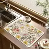 Esterilla Drenante de Cocina de Tierra de Diatomeas Estilo Americano, Esterilla Absorbente de Agua para Vajilla, Posavasos de Escritorio, Esterilla Absorbente para Cafetera de Encimera, Esterilla de Secado Rápido