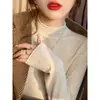 Camisa de Malha Coreana para Usar por Baixo 2025 Novo Estilo Outono e Inverno com Gola Ligeiramente Enrolada, Top Slim Fit Fashion e Versátil para Mulheres