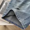 Shorts de Mezclilla Rasgados con Forma de Pera para Mujer, Verano Delgados Tallas Grandes Cintura Alta Cubre Cadera Línea A Pierna Ancha Largo hasta la Rodilla
