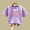 2310# Camiseta de Manga Corta para Niños 2025 Nueva de Verano Delgado Superior Mediano-Grande Camiseta para Niños Cuello Redondo Vestido de Verano para Niños y Niñas