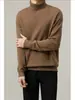 Suéter Masculino Outono e Inverno Novo Gola Redonda Slim Fit Quente Casual Masculino High-End Cor Sólida Camisa Básica Moda Masculina