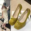 Zapatos de Salón Cuadrados de Punta Cuadrada Estilo Hada, Zapatos de Estilo Francés de un Solo Color para Mujer, Zapatos de Diseño de Nicho, Zapatos de Tacón Alto para Mujer, Nuevo Estilo Caliente Primavera y Verano 2025