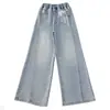Jeans para Niña 2026 Otoño Nuevos Pantalones de Pierna Ancha para Niños Mayores, Elegantes Pantalones Rectos Sueltos con Bordado de Mariposas