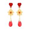 Plata 925 Nuevo Estilo Chino Moda Nacional Abanico Hueco Carácter Fulu Pendientes Año Nuevo Lazo Nudo Chino Pendientes de Moda para Mujer