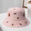 Sombrero de Verano para Mujer Estilo Coreano Bordado Oso Sombrero de Pescador para Mostrar Rostro Pequeño Sombrero de Cubo Parasol Combinable para Estudiantes al Aire Libre Sombrero Antisolar