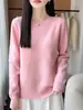 Suéter de Punto Nuevo Otoño/Invierno 2026 Lana Pura Cuello Redondo Manga Larga para Mujer Pentagrama Trenzado Holgado Suéter de Lana Top