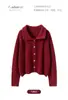 Cardigan de Malha Feminino 100% Caxemira Pura Gola Lapela Elegante Simples Versátil Outono Inverno Nova Malha Tricô