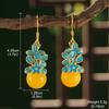 Pendientes Chinos Palacio Guofeng Moda China Retro Imitación Jade Hetian Pendientes Dinastía Song Cheongsam Pendientes Altos con Borla
