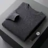 Suéter Masculino de Gola Redonda em Cashmere, Casual Simples de Sete Agulhas Espessado Versátil para Negócios Cor Sólida, Suéter de Cashmere para Atacado Transfronteiriço
