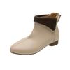 Botas cortas para mujer 2024, nuevas botas individuales de primavera y otoño, botas de estilo británico, botas de terciopelo de invierno, estilo coreano, punta puntiaguda, tacón bajo, botas pequeñas color piel.
