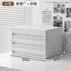 Caixa Organizadora Tipo Gaveta Estilo Japonês Caixa de Armazenamento Duplo Compartimento A4 para Desktop Caixa Organizadora para Hall de Entrada de Escritório