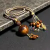 Pingente de Madeira de Jujuba Fulminada com Marcas de Raio, Pingente Original de Contas Redondas, Acessório de Pingente, Corrente para Clavícula, Ornamento Unissex, Decoração para Pendurar no Carro, Atacado